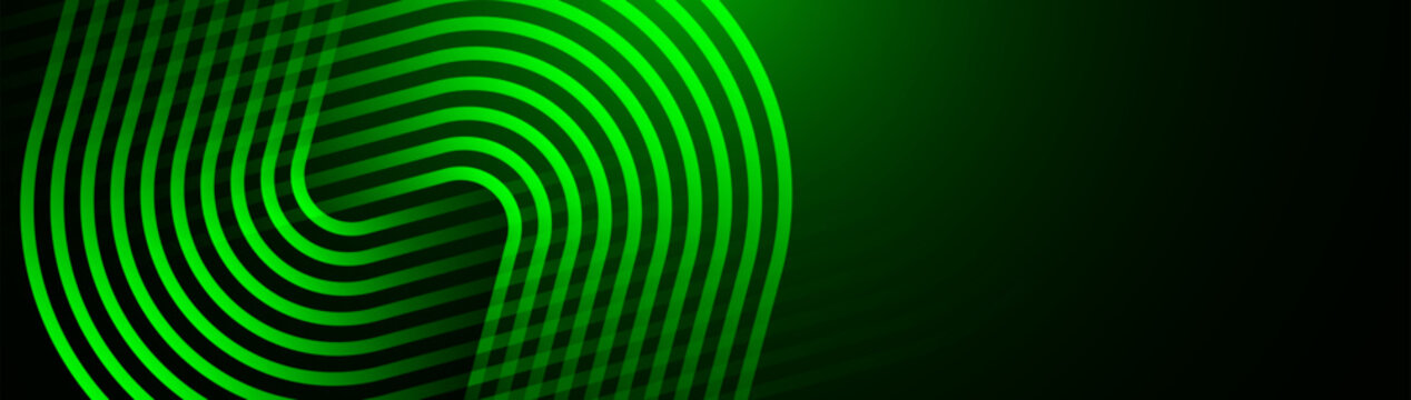 Green abstract background with glowing triangle geometric lines. Modern shiny green lines pattern. Futuristic technology concept. Vector illustration