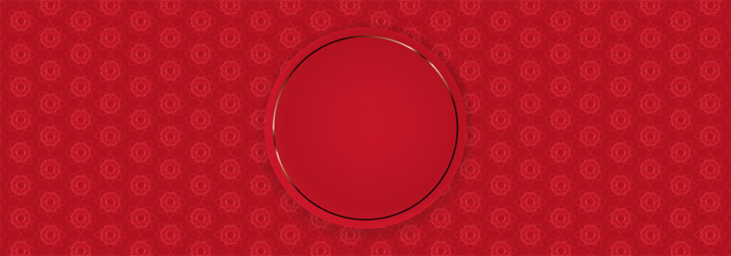 Isolated frame with a gold border on a red background with a pattern