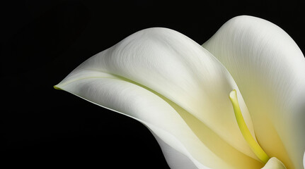 Fototapeta na wymiar Deepest Sympathy Card: Calla Flower on Black Background. Generative AI.