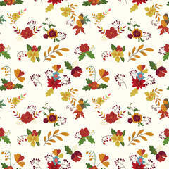Seamless pattern of colorful flower gardens.