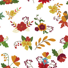 Seamless pattern depicting flowers and flowers on fabric and wrapping paper.