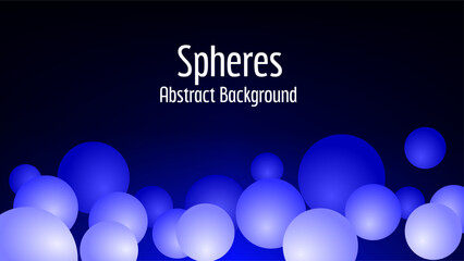 Floating water bubble spheres with blue glow over dark background.