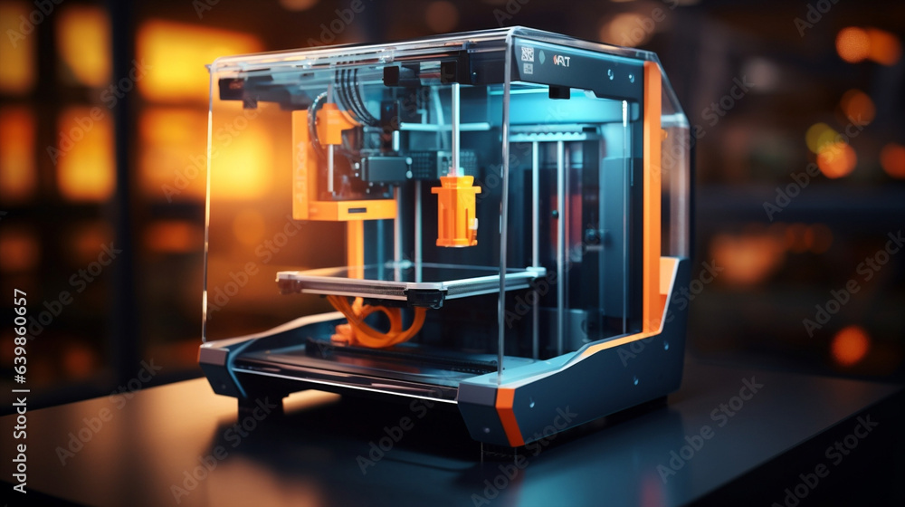 Poster concept printing three-dimensional engineering technology machine 3d model design plastic hand print