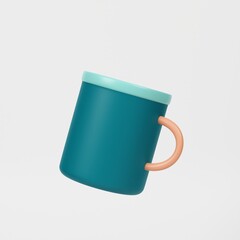 Green mugs isolated over white background icon 3d rendering.