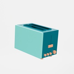 Toaster with toasted bread 3d rendered illustration. Electrical device for making toasts. Kitchen appliances for cooking. 3D Illustration