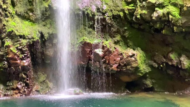 Majestic Risco Waterfall Surrounded by Gorges, Levada Verde, Madeira, Portugal