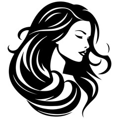 Beauty saloon logo and Woman face and hair logo vector