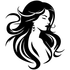 Beauty saloon logo and Woman face and hair logo vector