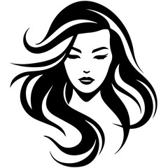 Beauty saloon logo and Woman face and hair logo vector