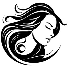Beauty saloon logo and Woman face and hair logo vector