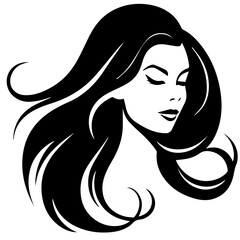 Beauty saloon logo and Woman face and hair logo vector