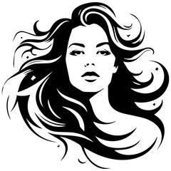 Beauty saloon logo and Woman face and hair logo vector