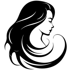 Beauty saloon logo and Woman face and hair logo vector