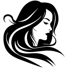 Beauty saloon logo and Woman face and hair logo vector