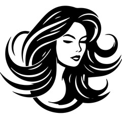 Beauty saloon logo and Woman face and hair logo vector