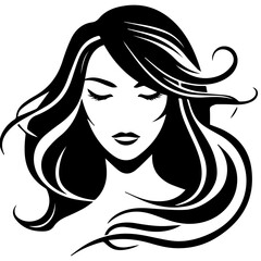 Beauty saloon logo and Woman face and hair logo vector