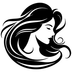 Beauty saloon logo and Woman face and hair logo vector