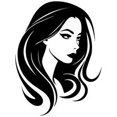 Beauty saloon logo and Woman face and hair logo vector