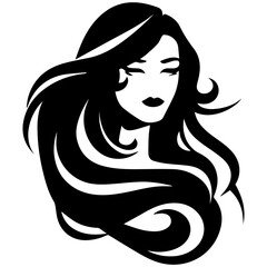 Beauty saloon logo and Woman face and hair logo vector
