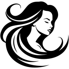 Beauty saloon logo and Woman face and hair logo vector