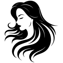 Beauty saloon logo and Woman face and hair logo vector