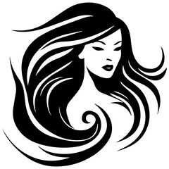 Beauty saloon logo and Woman face and hair logo vector