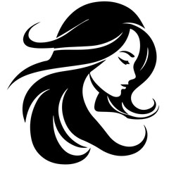 Beauty saloon logo and Woman face and hair logo vector