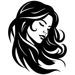 Beauty saloon logo and Woman face and hair logo vector