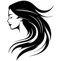 Beauty saloon logo and Woman face and hair logo vector