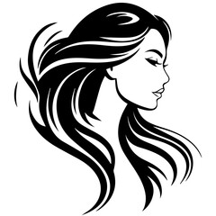 Beauty saloon logo and Woman face and hair logo vector