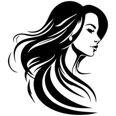 Beauty saloon logo and Woman face and hair logo vector