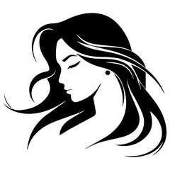 Beauty saloon logo and Woman face and hair logo vector