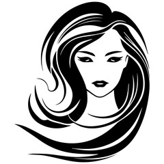 Beauty saloon logo and Woman face and hair logo vector