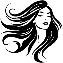 Beauty saloon logo and Woman face and hair logo vector