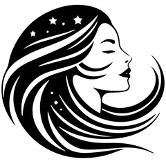 Beauty saloon logo and Woman face and hair logo vector