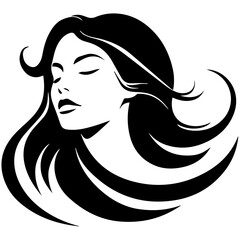 Beauty saloon logo and Woman face and hair logo vector
