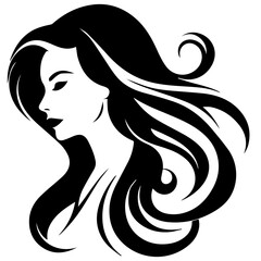 Beauty saloon logo and Woman face and hair logo vector