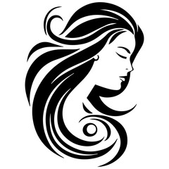 Beauty saloon logo and Woman face and hair logo vector