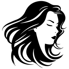 Beauty saloon logo and Woman face and hair logo vector
