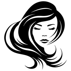 Beauty saloon logo and Woman face and hair logo vector