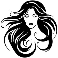 Beauty saloon logo and Woman face and hair logo vector