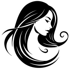 Beauty saloon logo and Woman face and hair logo vector