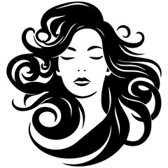Beauty saloon logo and Woman face and hair logo vector