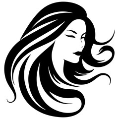 Beauty saloon logo and Woman face and hair logo vector