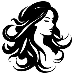 Beauty saloon logo and Woman face and hair logo vector