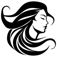 Beauty saloon logo and Woman face and hair logo vector