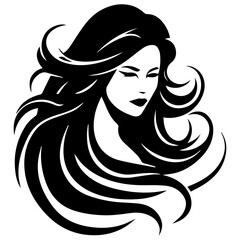 Beauty saloon logo and Woman face and hair logo vector