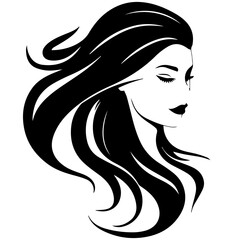 Beauty saloon logo and Woman face and hair logo vector