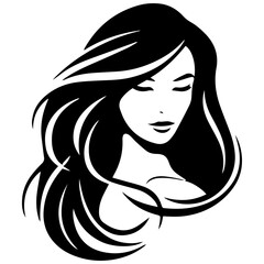 Beauty saloon logo and Woman face and hair logo vector