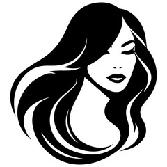 Beauty saloon logo and Woman face and hair logo vector